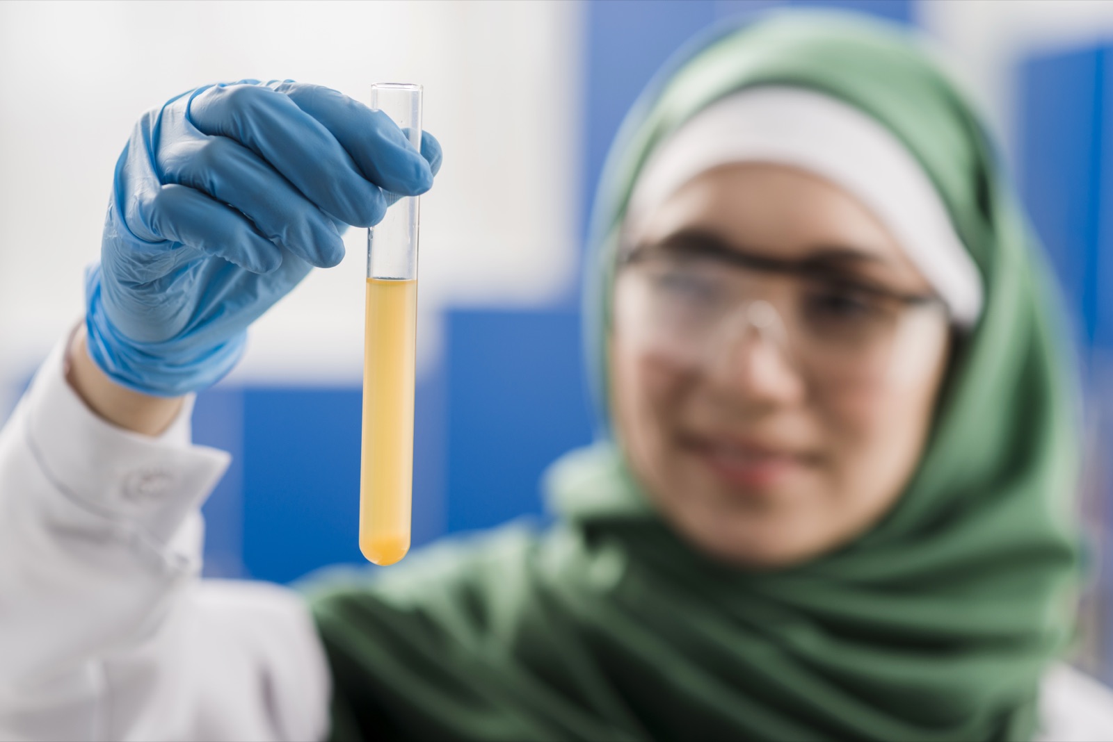 Scientist holding sustainable material substance
