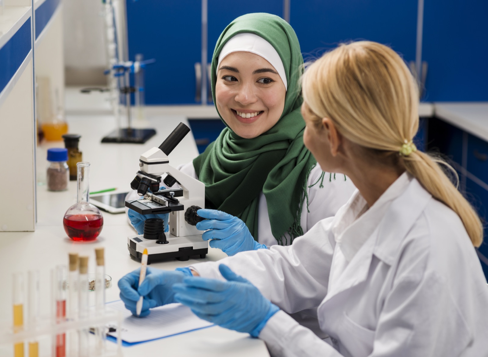 Scientists working in the laboratory