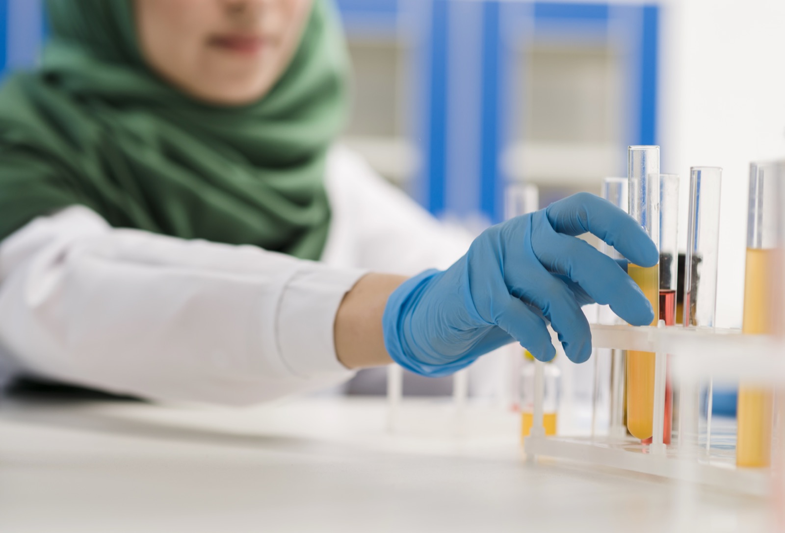 Scientist working in sustainable materials laboratory